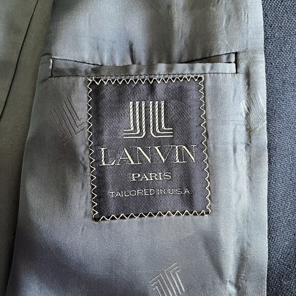 Vintage Lanvin men’s Navy Blue Two Button Blazer Jacket military gold - Picture 9 of 13